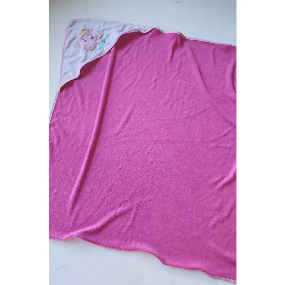 Baby Girl Infant Bath Towl Lot Pink Embroidered Floral Princess Crown Elephant